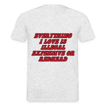 Tout ce que j’aime est illégal, cher ou lu - T-shirt homme - gris chiné - Dos - AI Model Male 178 dark (178cm)