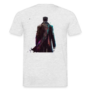 Lone swordsman on his way - Men's T-Shirt - heather grey - Back - AI Model Male 178 dark (178cm)
