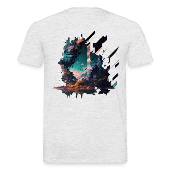 Futuristic Japanese city - Men's T-Shirt - heather grey - Back - AI Model Male 178 dark (178cm)