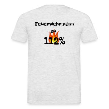 Feuerwehrmann 112% - Männer T-Shirt - Grau meliert - Hinten - AI Model Male 178 dark (178cm)