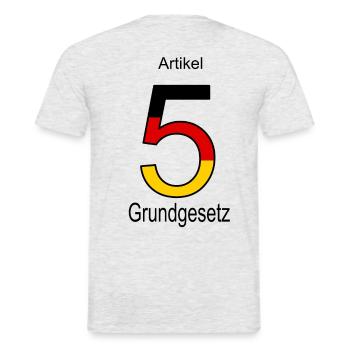 Artikel 5 Grundgesetz zeige deine Einstellung - Männer T-Shirt - Grau meliert - Hinten - AI Model Male 178 dark (178cm)