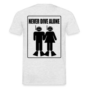 Never Dive Alone - T-shirt homme - gris chiné - Dos - AI Model Male 178 dark (178cm)