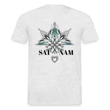 Sat Nam - Männer T-Shirt - Grau meliert - Hinten - AI Model Male 178 dark (178cm)