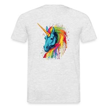 Colorful unicorn with rainbow mane - Men's T-Shirt - heather grey - Back - AI Model Male 178 dark (178cm)