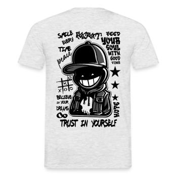 Hip hop lives - se motiver soi-même - T-shirt homme - gris chiné - Dos - AI Model Male 178 dark (178cm)