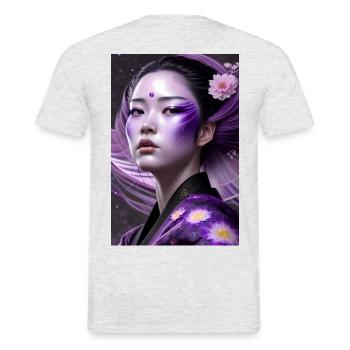 Modern Violet Girl Art Design - Männer T-Shirt - Grau meliert - Hinten - AI Model Male 178 dark (178cm)