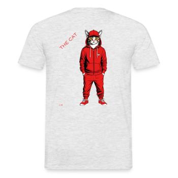 The Cat - Männer T-Shirt - Grau meliert - Hinten - AI Model Male 178 dark (178cm)