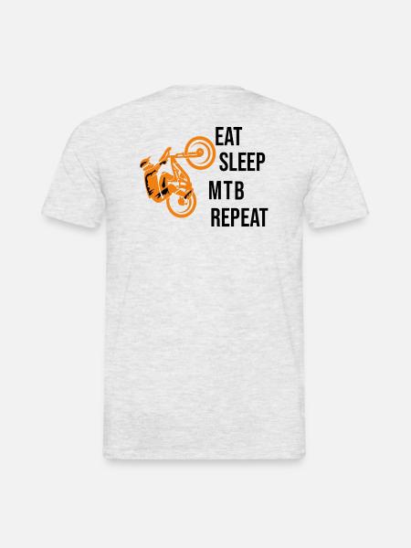 Essen, Schlafen, MTB, Wiederholung - Männer T-Shirt - Grau meliert
