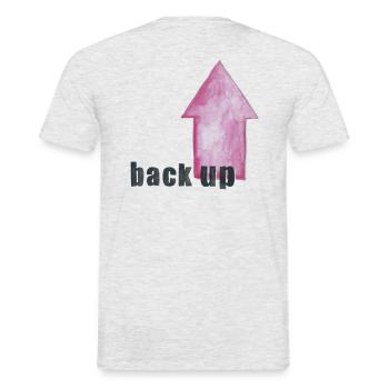 the backup - the arty nerd shirt black and magenta - Men's T-Shirt - heather grey - Back - AI Model Male 178 dark (178cm)
