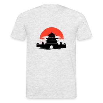 Pagoda with kanji at dusk - Men's T-Shirt - heather grey - Back - AI Model Male 178 dark (178cm)