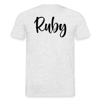 Name - Ruby - Männer T-Shirt - Grau meliert - Hinten - AI Model Male 178 dark (178cm)
