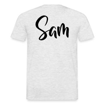 Name - S A M - Männer T-Shirt - Grau meliert - Hinten - AI Model Male 178 dark (178cm)