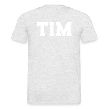 Name - Tim - Men's T-Shirt - heather grey - Back - AI Model Male 178 dark (178cm)