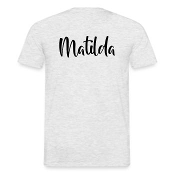 Name - Matilda - Männer T-Shirt - Grau meliert - Hinten - AI Model Male 178 dark (178cm)