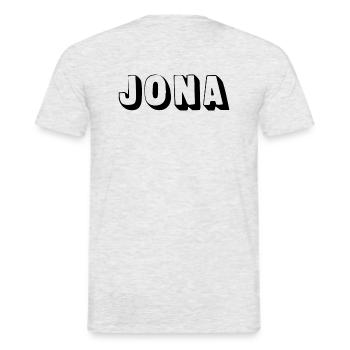 Name - Jon - Männer T-Shirt - Grau meliert - Hinten - AI Model Male 178 dark (178cm)
