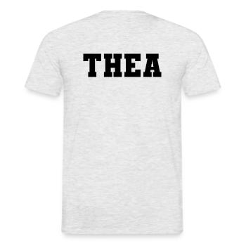 Name - Thea - Männer T-Shirt - Grau meliert - Hinten - AI Model Male 178 dark (178cm)