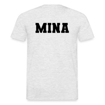 Name - Mina - Männer T-Shirt - Grau meliert - Hinten - AI Model Male 178 dark (178cm)