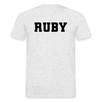 Name - Ruby - Men's T-Shirt - heather grey - Back - AI Model Male 178 dark (178cm)