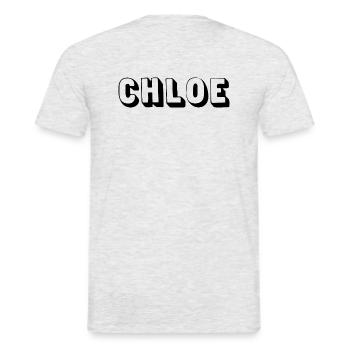 Name - Chloe - Men's T-Shirt - heather grey - Back - AI Model Male 178 dark (178cm)