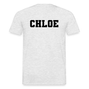 Name - Chloe - Männer T-Shirt - Grau meliert - Hinten - AI Model Male 178 dark (178cm)