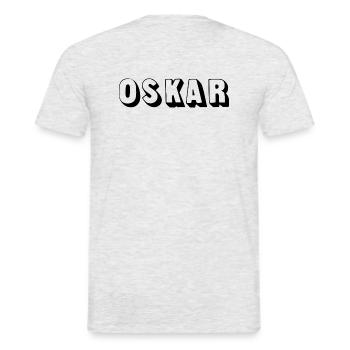 Name - Oskar - Männer T-Shirt - Grau meliert - Hinten - AI Model Male 178 dark (178cm)