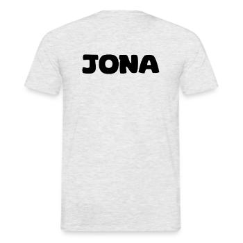 Name - Jona - Männer T-Shirt - Grau meliert - Hinten - AI Model Male 178 dark (178cm)