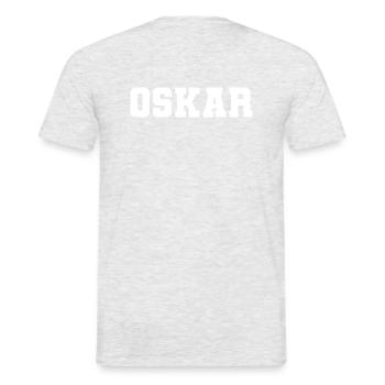 Name - Oskar - Männer T-Shirt - Grau meliert - Hinten - AI Model Male 178 dark (178cm)