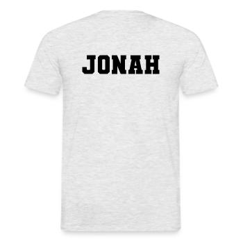Name - Jonah - Männer T-Shirt - Grau meliert - Hinten - AI Model Male 178 dark (178cm)