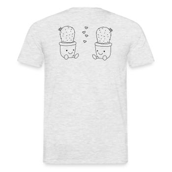 Verliebte Kakteen - Männer T-Shirt - Grau meliert - Hinten - AI Model Male 178 dark (178cm)