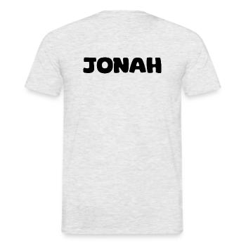 Name - Jonah - Männer T-Shirt - Grau meliert - Hinten - AI Model Male 178 dark (178cm)