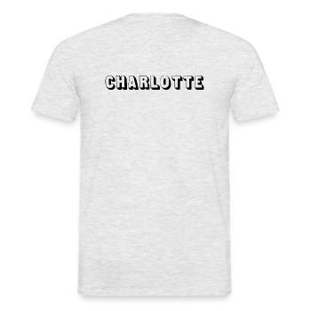 Name - Charlotte - Männer T-Shirt - Grau meliert - Hinten - AI Model Male 178 dark (178cm)