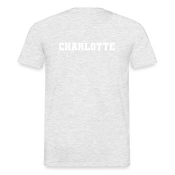 Name - Charlotte - Männer T-Shirt - Grau meliert - Hinten - AI Model Male 178 dark (178cm)
