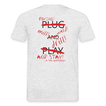 Plug and Play? - Männer T-Shirt - Grau meliert - Hinten - AI Model Male 178 dark (178cm)