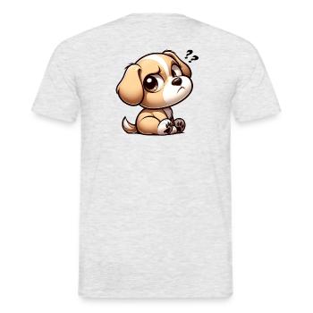 Hund mit skeptischem Side Eye Blick - Männer T-Shirt - Grau meliert - Hinten - AI Model Male 178 dark (178cm)