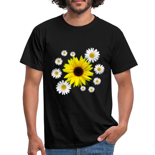 Sonnenblume mit Margeriten Blüten, floral, Blume - Männer T-Shirt