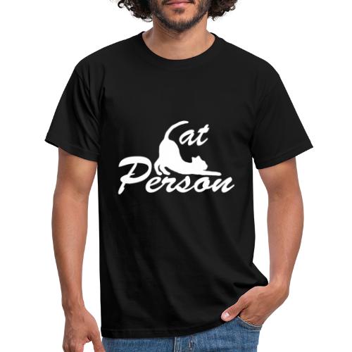 cat person - weiss auf schwarz - Männer T-Shirt