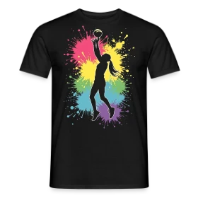 Maquette de T-shirt homme « T-shirt Passion Volley-ball Féminin - Joueuse avec Cœur » à imprimer et personnaliser