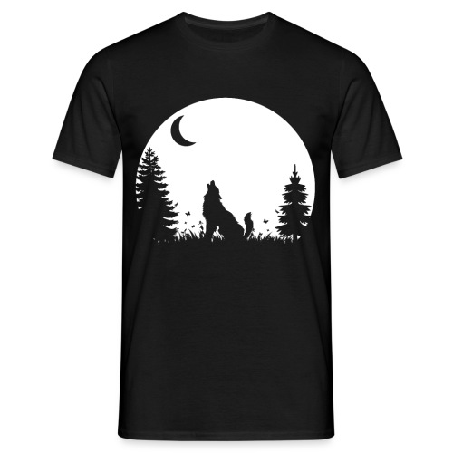 Wolf Wald Wildnis Natur Mond Geschenk - Männer T-Shirt