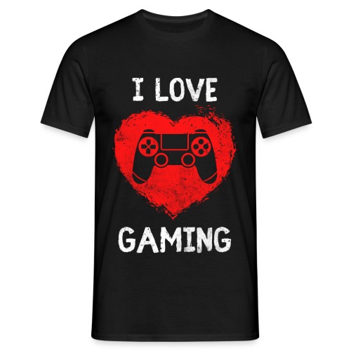 Ich Liebe Gaming Gamer Geschenk Herz - Männer T-Shirt