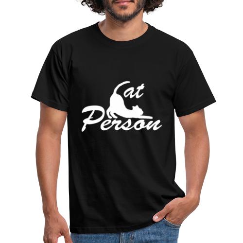 cat person - weiss auf schwarz - Männer T-Shirt