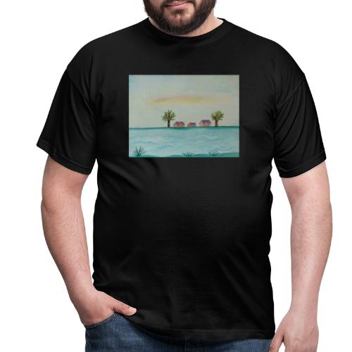Fluss mit Hütten - Männer T-Shirt