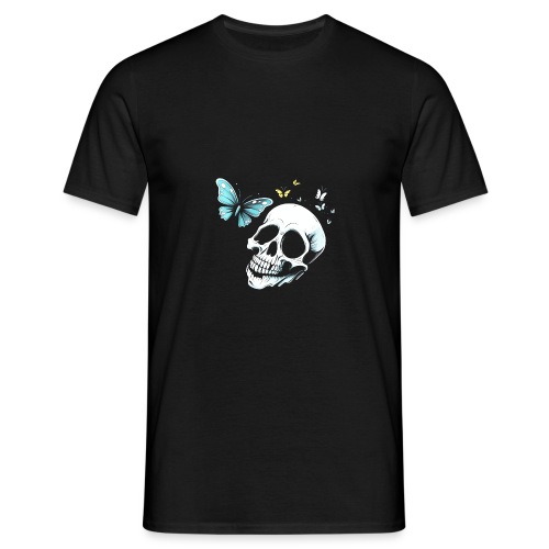 Totenkopf mit Schmetterling - Männer T-Shirt