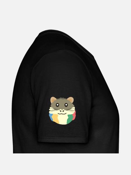 Ein süßes Cartoon-Tier mit einem mehrfarbigen Scha - Männer T-Shirt - Schwarz - Rechts