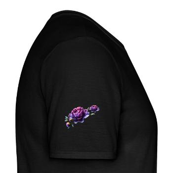 Pivoine violette au design vibrant et élégant - T-shirt homme - noir - Droite - AI Model Male 178 light (178cm)