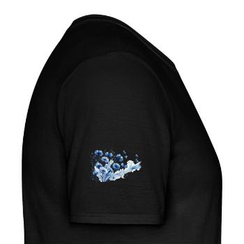Bleuet au design onirique – l’élégance de la nature - T-shirt homme - noir - Droite - AI Model Male 178 light (178cm)