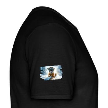 Boxer in wintry snowy landscape - Men's T-Shirt - black - Right - AI Model Male 178 light (178cm)