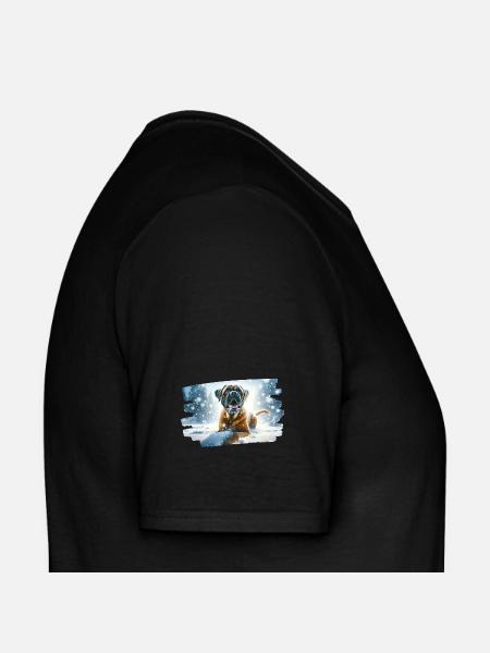Boxer in wintry snowy landscape - Men's T-Shirt - black - Right