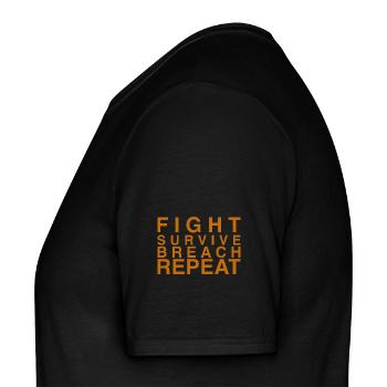 Fight Survive Breach Repeat Motif - Men's T-Shirt - black - Left - AI Model Male 178 light (178cm)