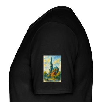 Gothische Kirche im impressionistischen Stil - Männer T-Shirt - Schwarz - Links - AI Model Male 178 light (178cm)