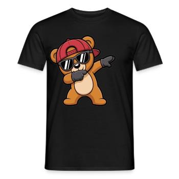 Dabbing Bär mit Cap – Cooles Kinder Motiv - Männer T-Shirt - Schwarz - Vorne - AI Model Male 178 light (178cm)